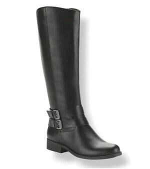 Style & Co~Sz 11M~MALIAA Tall Knee High Riding Boot Ankle Zipper Black Wide Calf